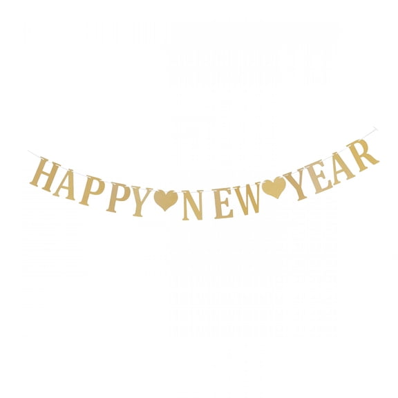 CCOCC Happy New Year Banner for Party Decoration Golden Paper Pull Flag for New Year Party