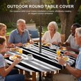 thumbnail image 3 of Round Outdoor Tablecloth with Umbrella Hole and Zipper, Black Grey Stripe Tablecloth with Elastic Waterproof, Farmhouse Minimalist Striped Patio Table Covers for 55" - 60" Picnic Pool Tables, 3 of 9