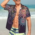 thumbnail image 7 of Sikiie Fireworks2 Print Men's Hawaiian Shirt, Summer Beach Button Pocket Short Sleeve T-Shirt,X-Large, 7 of 7