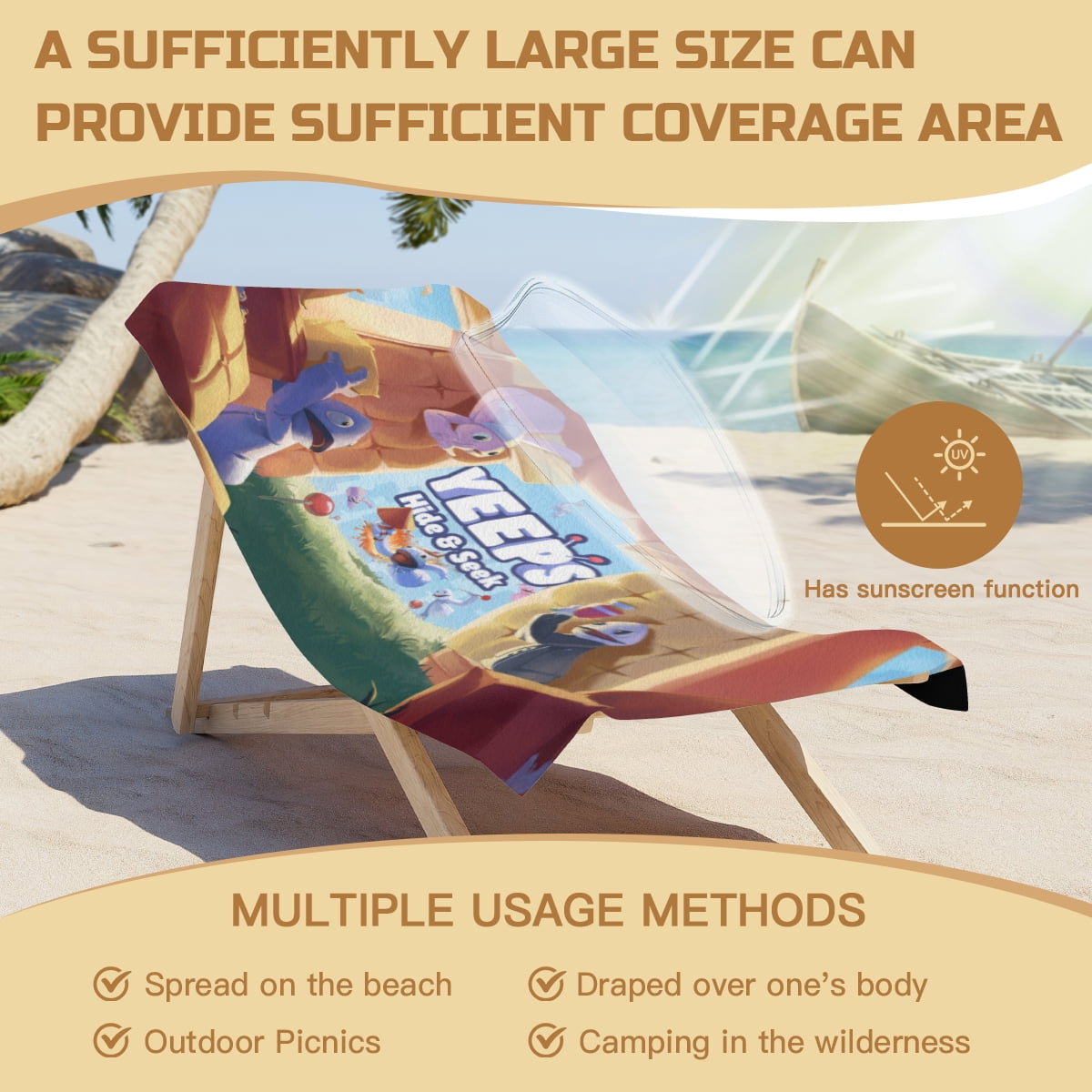 Yeeps Beach Towel 30"x60"for Women Girls Boys Teenager Men Quick Drying Microfiber Birthday Gift