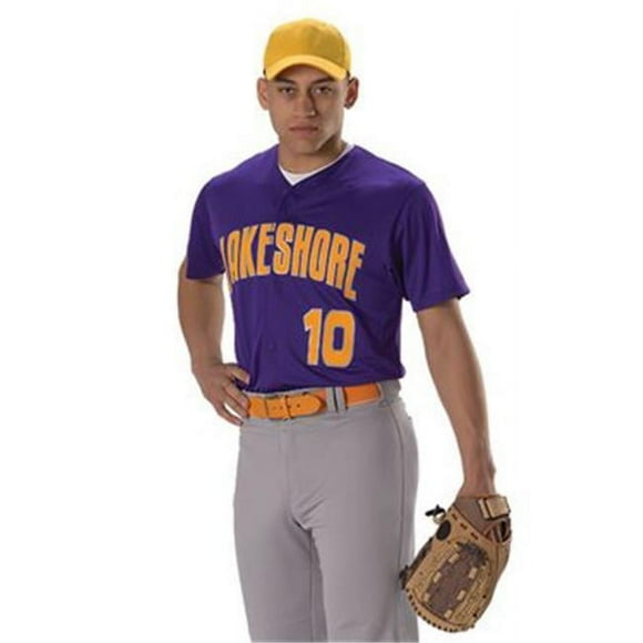 Alleson Athletic B33585665 Youth Full Button Lightweight Baseball Jersey&#44; Orange - Large