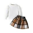 thumbnail image 4 of Zshosam Teen Girl Clothes Fall Baby Girl Clothes Toddler Kids Crewneck Sweatshirt Long Sleeve Shirt Tulle Skirts Fall Outfit Set Size 6T,(Coffee 6 Years), 4 of 9
