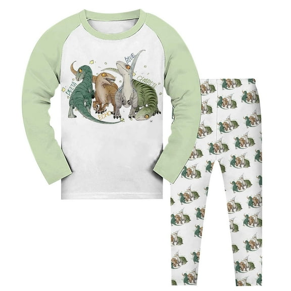 Xmyrz Cute Pajama Sets For Boy 2 Piece Long Sleeve Pants Set Skin-Friendly Dinosaur Nightdress Pj Set Girl Sleepwear Outfit