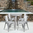thumbnail image 1 of BizChair Commercial Grade 24" Round Silver Metal Indoor-Outdoor Table Set with 4 Arm Chairs, 1 of 5