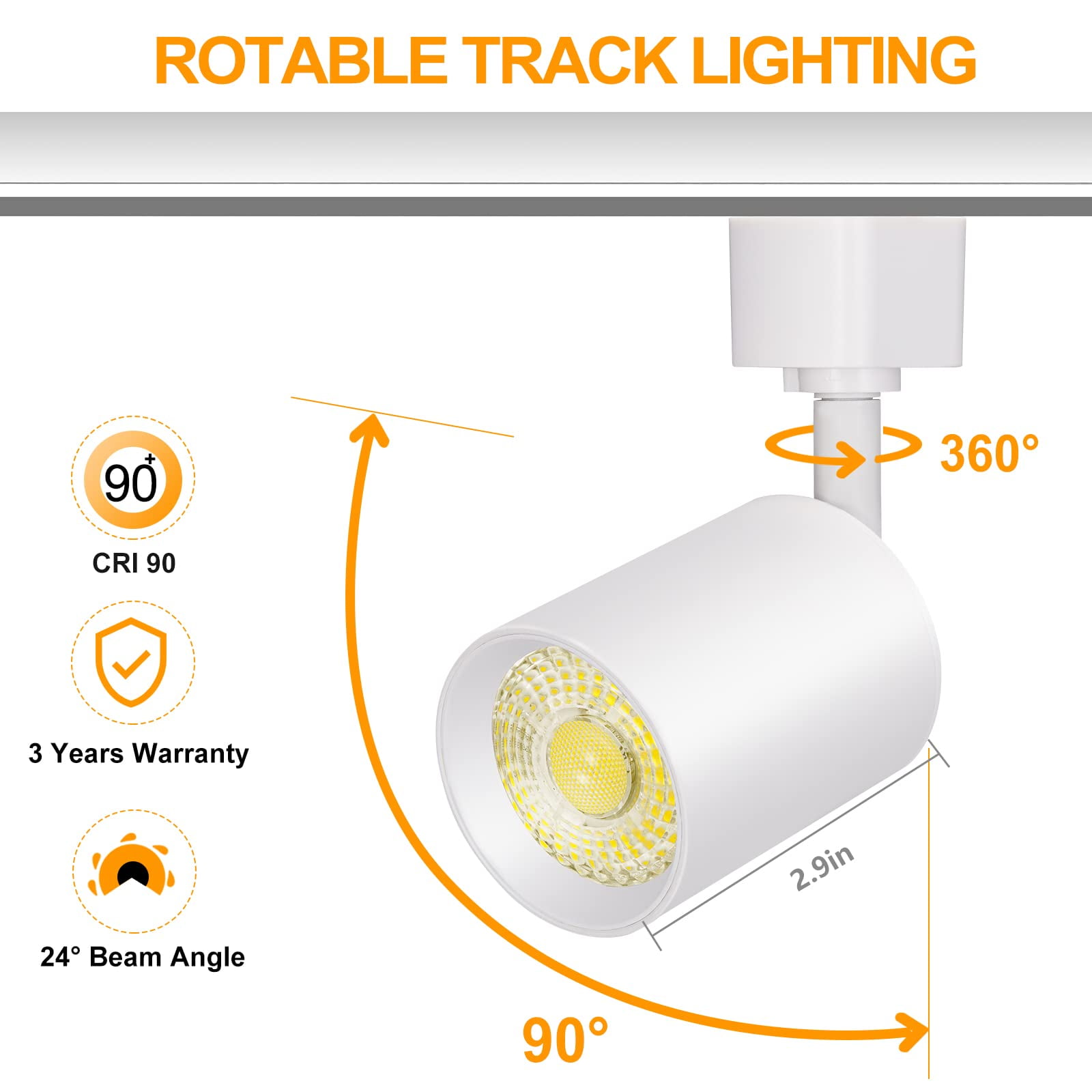 VANoopee 8 Pack J Type Track Lighting Heads 10W Dimmable LED Track Light Heads for Juno Track Light Replacement Fixtures Bright 3000K Warm White Ceiling Spotlight, Flicker Free CRI90+ 24° 800lm White