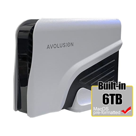 Avolusion PRO-Z Series 6TB USB 3.0 External Hard Drive for MacOS (White) - 2 Year Warranty