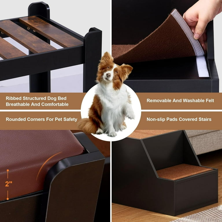 Soges Dog Window Perch with Stairs Large Dog Window Seat for Home with Non Slip Removable Soft Pads Indoor Dog Perch to Look Out Window Pet Window