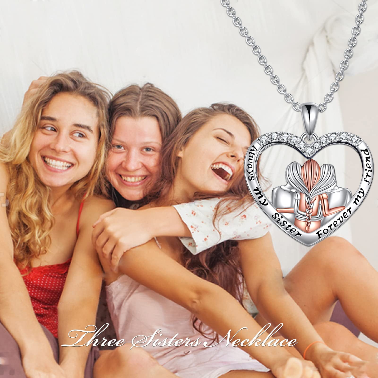 WINNICACA Sister Birthday Gifts for Sisters S925 Sterling Silver 3 Sister  Necklace Always My Sister Forever My Friend Necklaces Friendship Jewelry  for