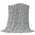 thumbnail image 6 of Light Blue Floral Blanket Soft Cozy Warm Throw Blanket for Couch, Plush Fuzzy Flannel Fleece Blankets for Sofa, Rustic Vintage Flowers Botanical Spring Bed Blankets Lightweight Gifts for Men, 50"x80", 6 of 9