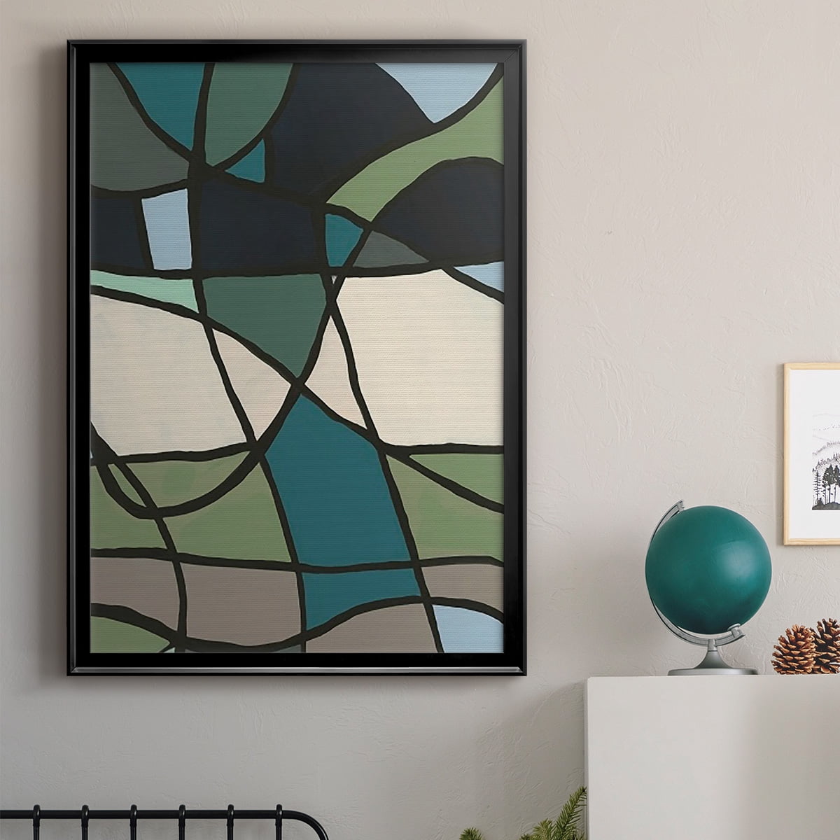 Multicolor Stained Glass I Premium Framed Print, in Gold, Black, or Silver - Ready to Hang