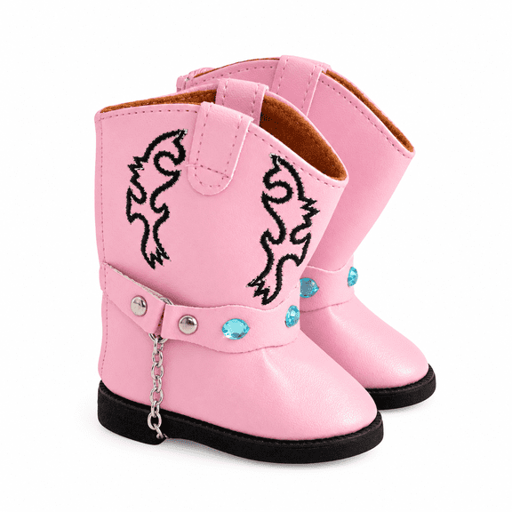 MBD® 18 Inch Doll Shoes- Pink Western Gem Boots for 18 Inch Kennedy and Friends Dolls