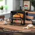 thumbnail image 6 of Corner Bread Box for Kitchen Countertop Bmaboo Double Layer Bread Boxes Capacity Farmhouse Bread Box, Corner Countertop Storage (Black), 6 of 16