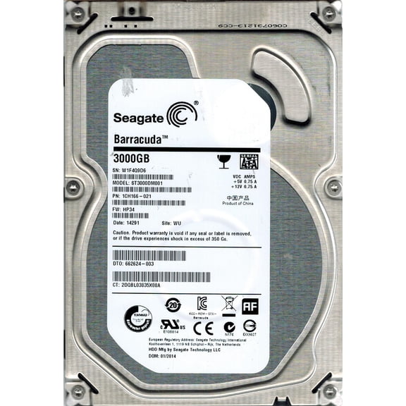 Seagate ST3000DM001 P/N: 1CH166-021 F/W: HP34 3TB WU W1F