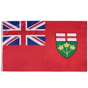 Ontario 5x8Ft Flags 100% Polyester Indoor/Outdoor Canadian Province Flags Vivid Color and Double Stitching UV Resistant Flag with Brass Grommets
