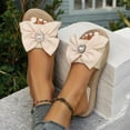 thumbnail image 5 of qkdmdw Beige Women'S Linen Bow Flat House Slippers Non-Slip Indoor Home Comfortable Cloth Material Casual Footwear, 5 of 9