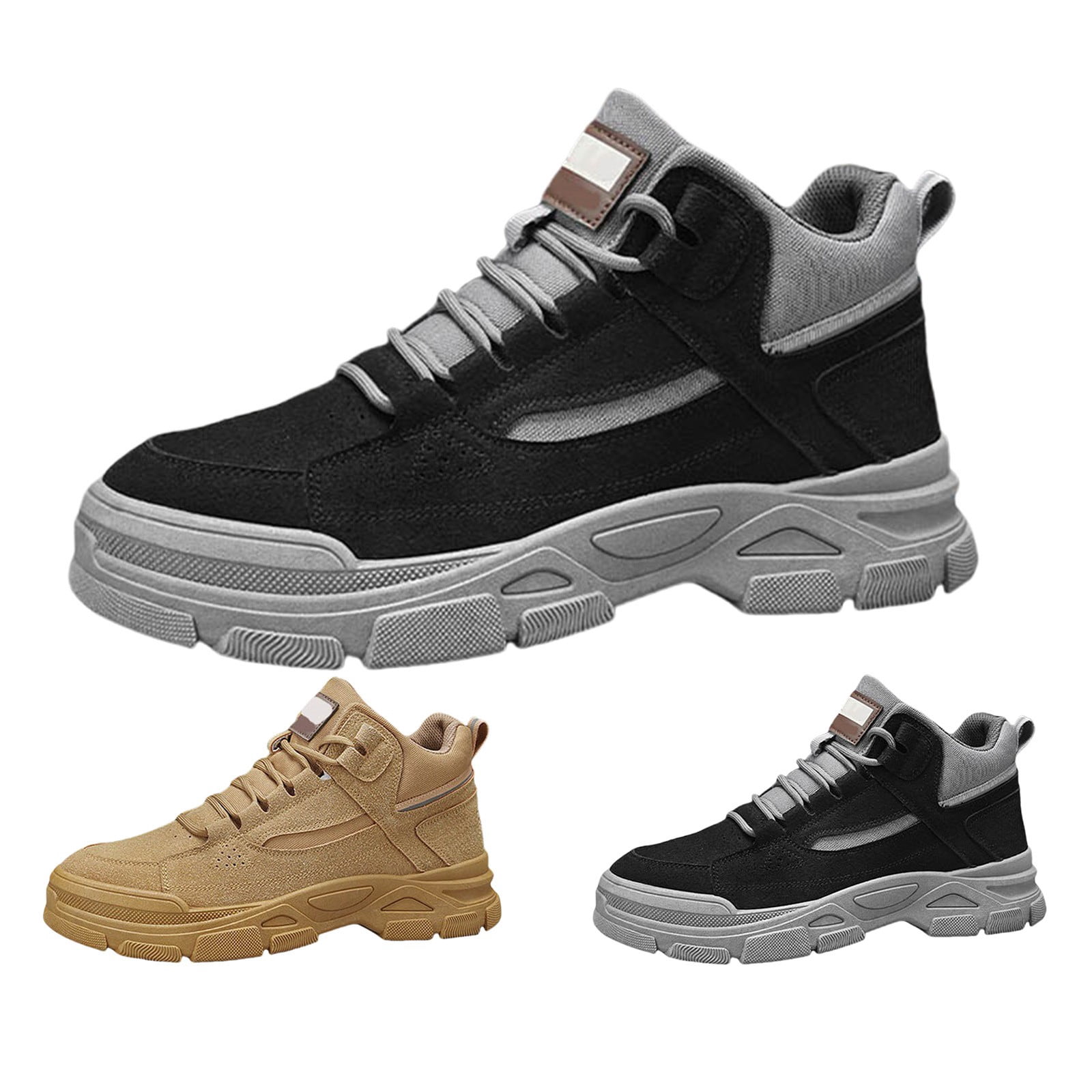 TIREOW Men's Slip On Walking Sneakers Comfortable Hiking High Top Boots Lightweight Shoes Causal Chukka Boots Outdoor Walking Shoes Fashion Men's Boots Work Boots (10.5, Black)