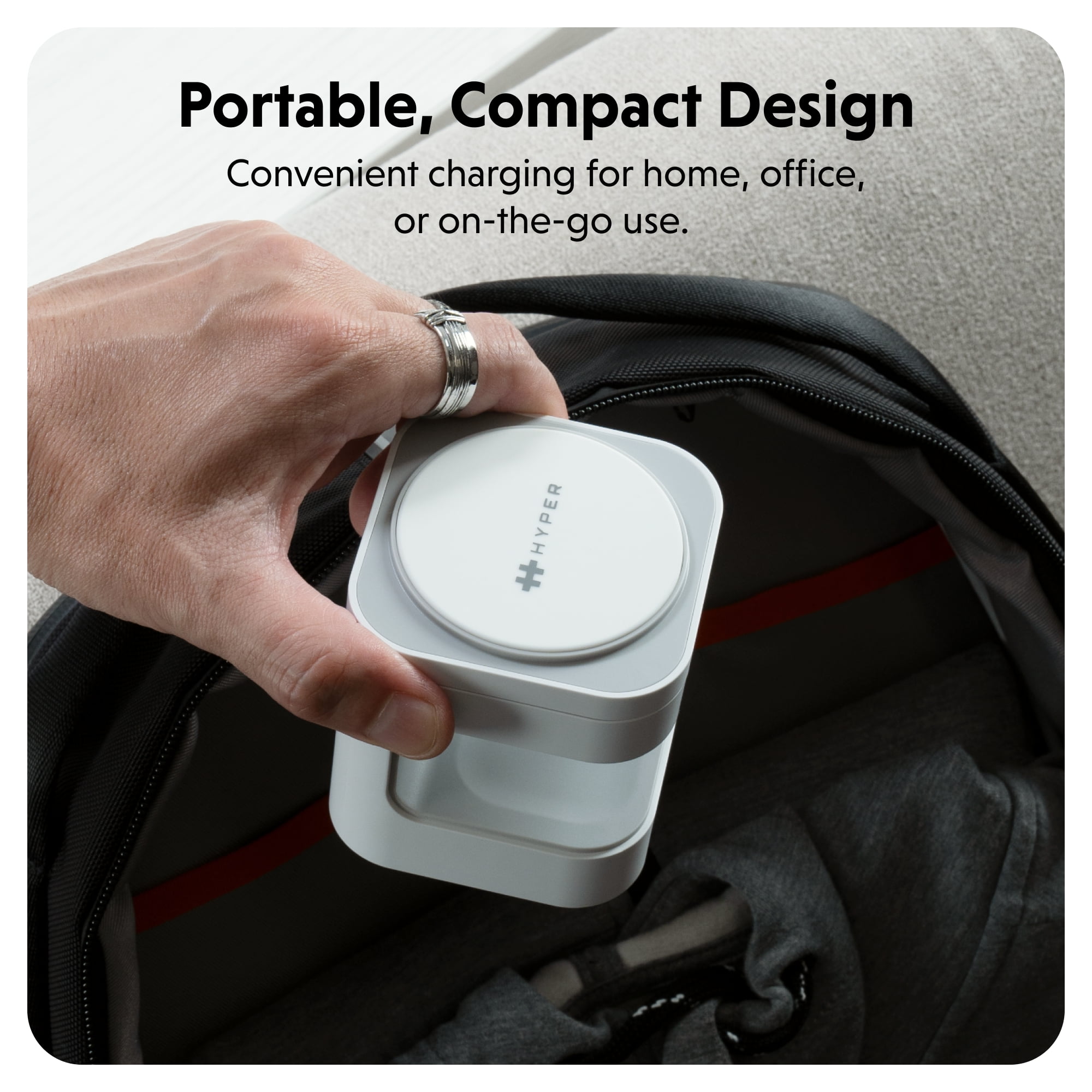 Hyper Qi2 3-in-1 Charging Stand, White