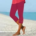 thumbnail image 2 of CaComMARK PI Women's Summer Casual Elastic Waist Printed Cropped Pants Pink XXL, 2 of 4