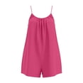 thumbnail image 6 of MuXiKeJi Clothes Linen Rompers for Women Casual Sleeveless Halter Short Overalls Spaghetti Strap Shorts Jumpsuit with Pockets, 6 of 7