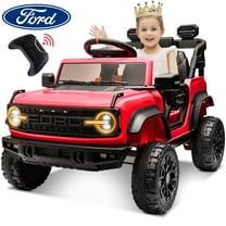 12V Powered Ride on Toys Truck, Ford Bronco Raptor Ride on Truck Car with Remote Control, Electric Car for Kids 3-5 Years Old w/ LED & Bluetooth, Spring Suspension, Gifts for Boys & Girls, Red