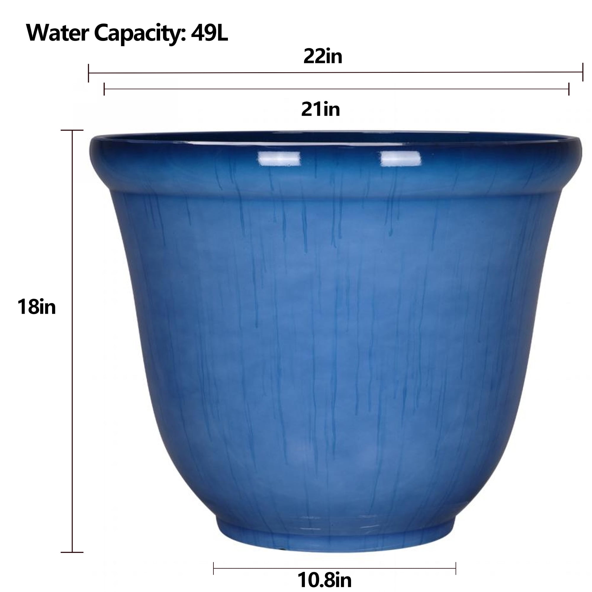 Better Homes & Gardens 22in Mystique Resin Planter, Blue Streak