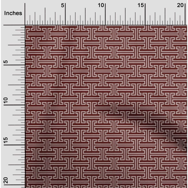 oneOone Organic Cotton Poplin Twill Fabric Greek Key Geometric Decor Fabric Printed BTY 42 Inches Wide