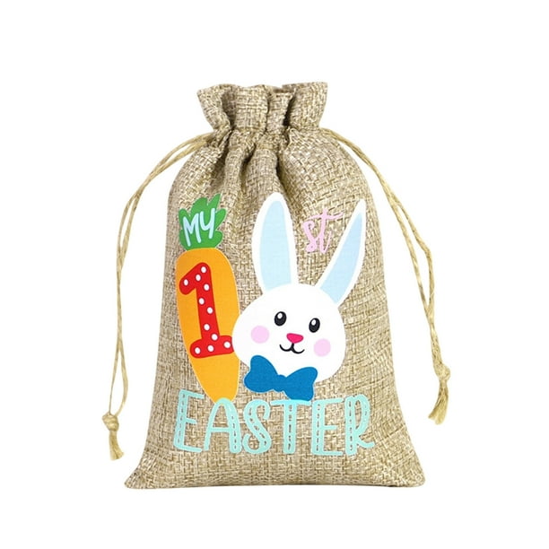 Decoraciones de Pascua, adornos de Pascua, regalos de Pascua, bolsa de regalo de Pascua, huevos de conejito, elementos de Pascua para niños, bolsa de dulces con cordón de lino, bolsa de tela para dulc