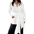 thumbnail image 1 of Outfit Jess por Meiko Chaquetas de Ante Sintético para Mujeres de Manga Larga con Solapa Notch, Blazer con Cinturón para Llevar al Trabajo XL Blanco, 1 of 7