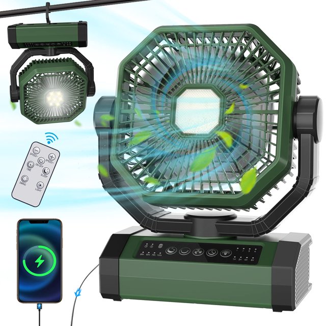 Ventilador oscilante automático recargable Dymuzic de 9 pulgadas con control remoto y temporizador