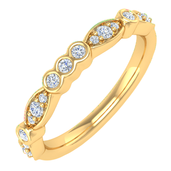 1/5 Carat Diamond Wedding Band Ring in 14K Yellow Gold(Ring Size 10.25) (SI1-SI2 Clarity) - IGI Certified