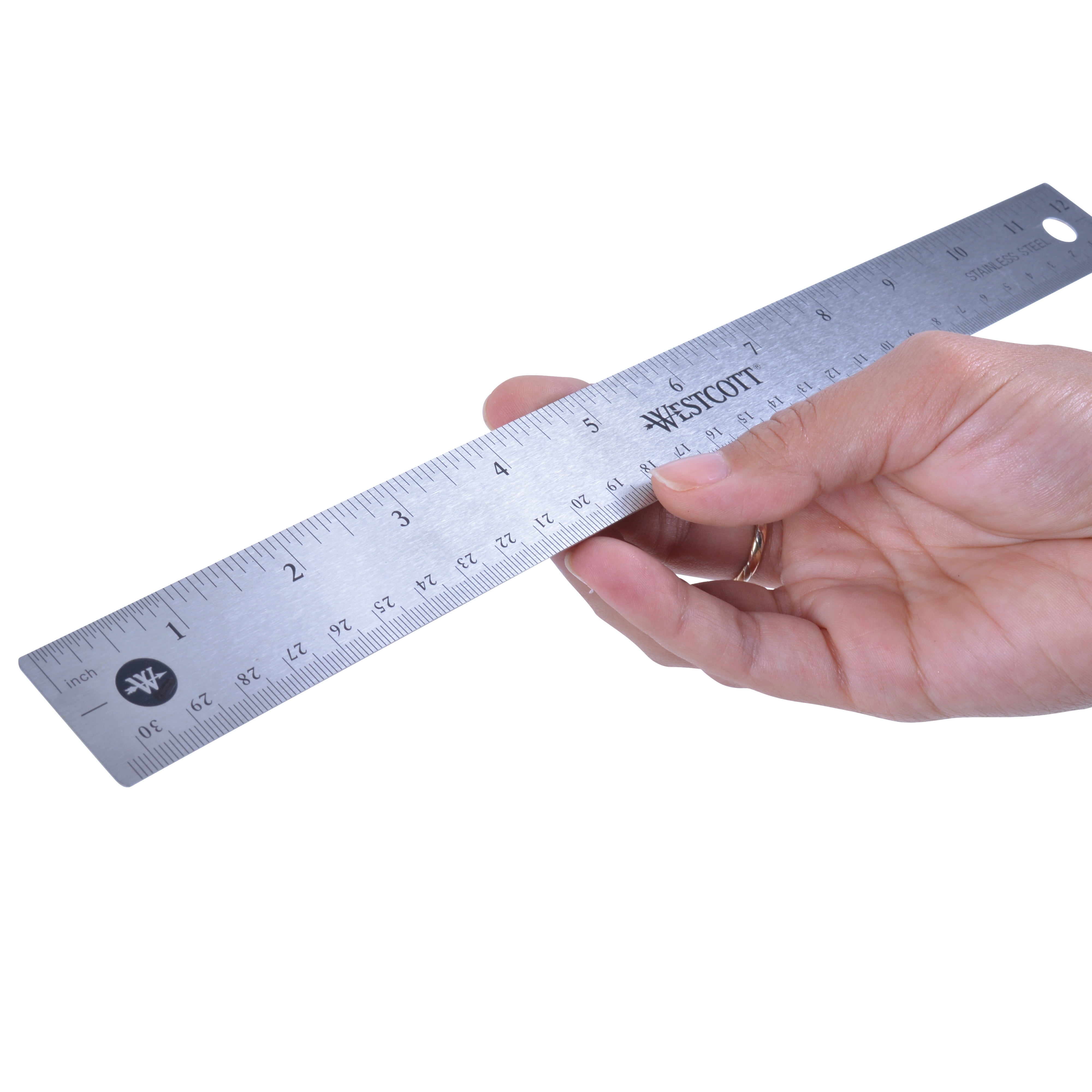 Westcott 12" Stainless Steel Ruler, Metric/Imperial, Craft, 1-Count, Bulk No, High School.