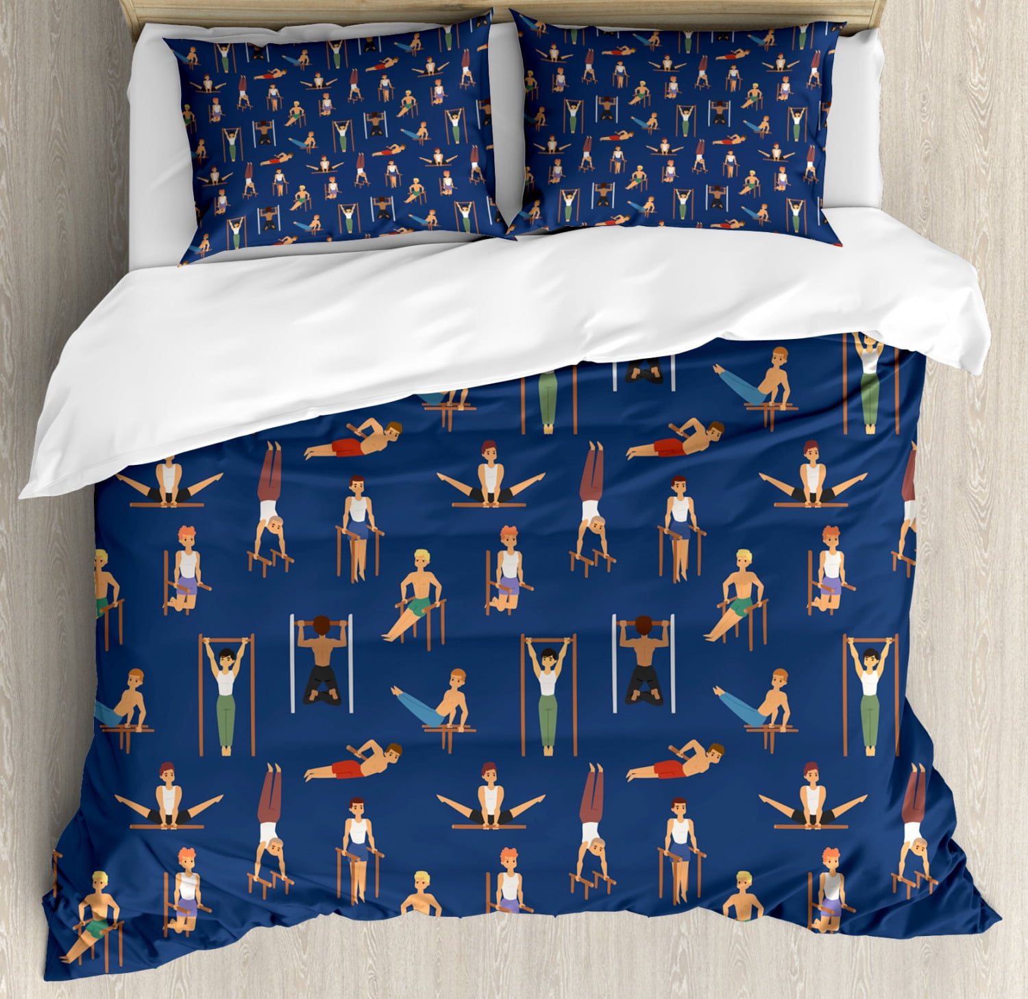 Gymnastics Duvet Cover Set Queen Size Cartoon Style Boys Working Out Fitness Themed Bodybuilding Athletic Characters Decorative 3 Piece Bedding Set With 2 Pillow Shams Multicolor By Ambesonne Walmart Com Walmart Com