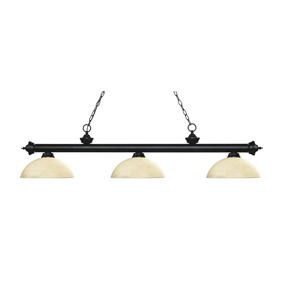 Zlite 200-3MB-DGM14 3 Matte Black Billiard Light - Dome Golden Mottle