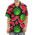 thumbnail image 2 of Camisas hawaianas con estampado completo de frutas y sandía para hombre, camisas casuales de manga corta con botones para playa, camisetas de vacaciones para hombre, 2 of 5