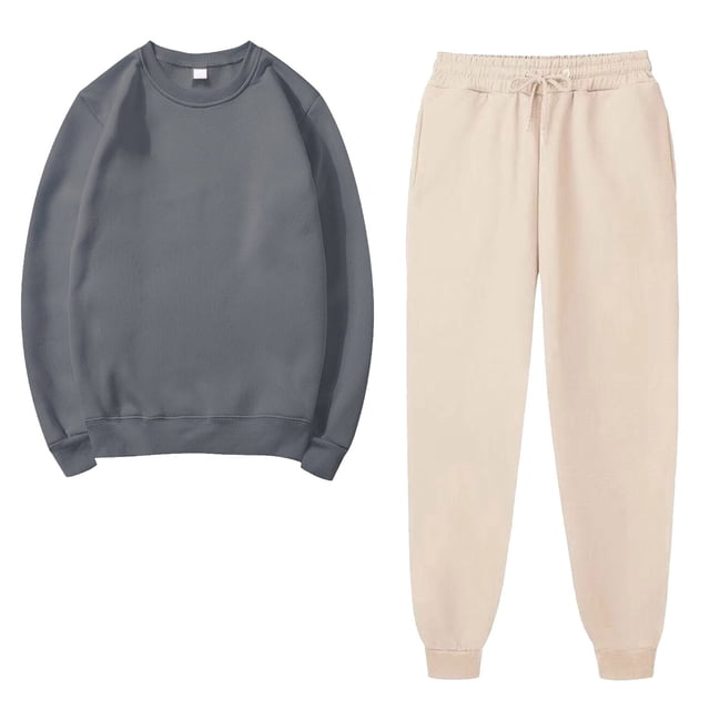 Besolor Ensemble 2 Pcs pour Femmes Survêtements Décontractés Chandail Col Rond Chandail en Molleton et Pantalons de Jogging Ensembles d'Entraînement Survêtements