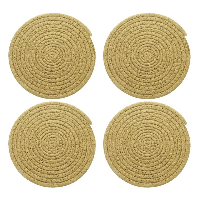 4 Pcs Manteles Individuales Redondos Trenzados, 7.9" Manteles Tejidos para Mesa de Cocina para Decoración de Granja (Caqui)