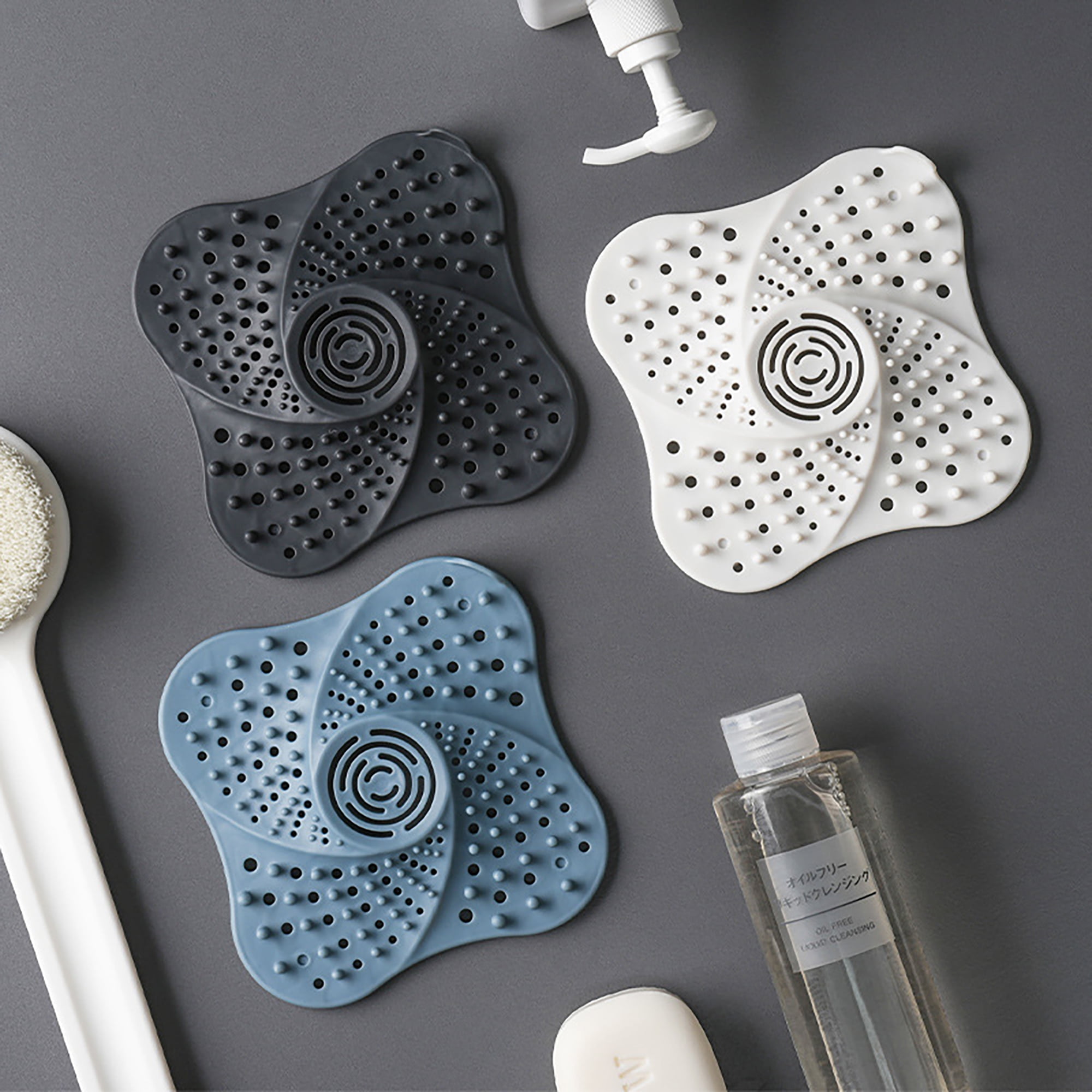 Shower Drain Hair Catcher Durable Silicone Drain Covers with Suction Cup Hair Catcher Shower Drain Hair Stopper Easy to Install and Clean Suit for Bathroom Bathtub and Kitchen 3 PCS