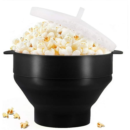 

The Original Microwaveable Silicone Popcorn Popper BPA Free Microwave Popcorn Popper Collapsible Microwave Popcorn Maker Bowl Dishwasher Safe - Black
