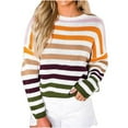 thumbnail image 2 of AOOCHASLIY 2023 Womens Sweater Women's Fashion Striped Colorblock Cropped Short Knit Sweater, 2 of 5