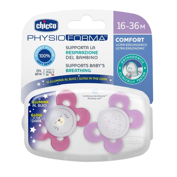 Chupete Chicco PhysioForma Comfort Rosa Claro con Tetina de Silicona para el Desarrollo Bucal de 16