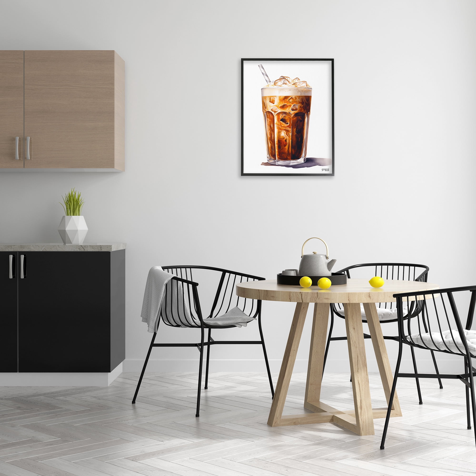 Stupell Industries Swirled Iced Coffee Food & Beverage Painting Black Framed Art Print Wall Art, 24 x 30