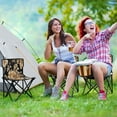 thumbnail image 6 of WOBOGO Brown and Beige Flowers Pattern Camping Chair Convenient Four Corner Backrest Folding Stool Can Hold Up to 220lbs, 6 of 8