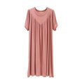 thumbnail image 2 of QUINDOS Plus Size Pajamas for Women Midi Long Nightgowns for Women Pleated Front Short Sleeve Sleep Dress Casual Solid V Neck Pockets Sleepwear Night Dress, 2 of 4