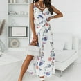 thumbnail image 4 of Leutsin Robe Longue Décontractée Sans Manches à Imprimé Floral pour Femme, Grande Taille, pour Fête et Vacances, 4 of 8