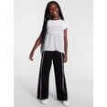 thumbnail image 2 of Wonder Nation Girls Wide Leg Sweatpants with Crochet Trim, Sizes 4-18 & Plus, 2 of 4