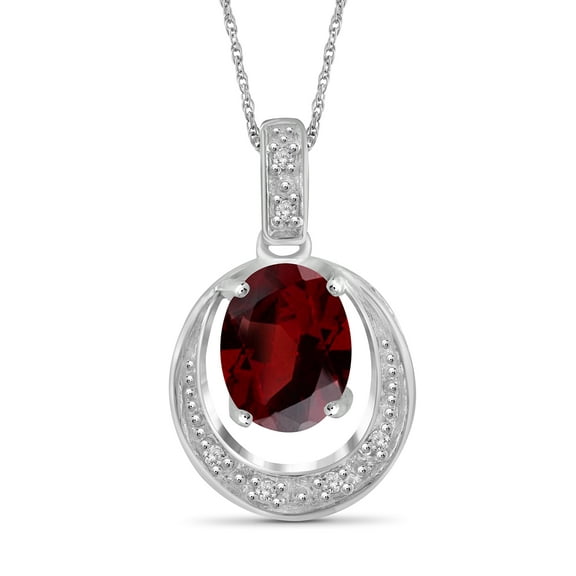 JewelersClub 1 1/2 Carat T.G.W. Garnet And White Diamond Accent Sterling Silver Pendant, 18"