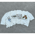 thumbnail image 2 of Camiseta holgada de algodón puro con estampado retro simple y moderno de estilo coreano, diseño de elementos de arte clásico Harajuku y2k, ropa de calle para parejas, 2 of 5