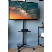 Modern Rolling TV Stand Mobile TV Cart with Shelf for 23 to 55 60 inch Flat TVs, Black