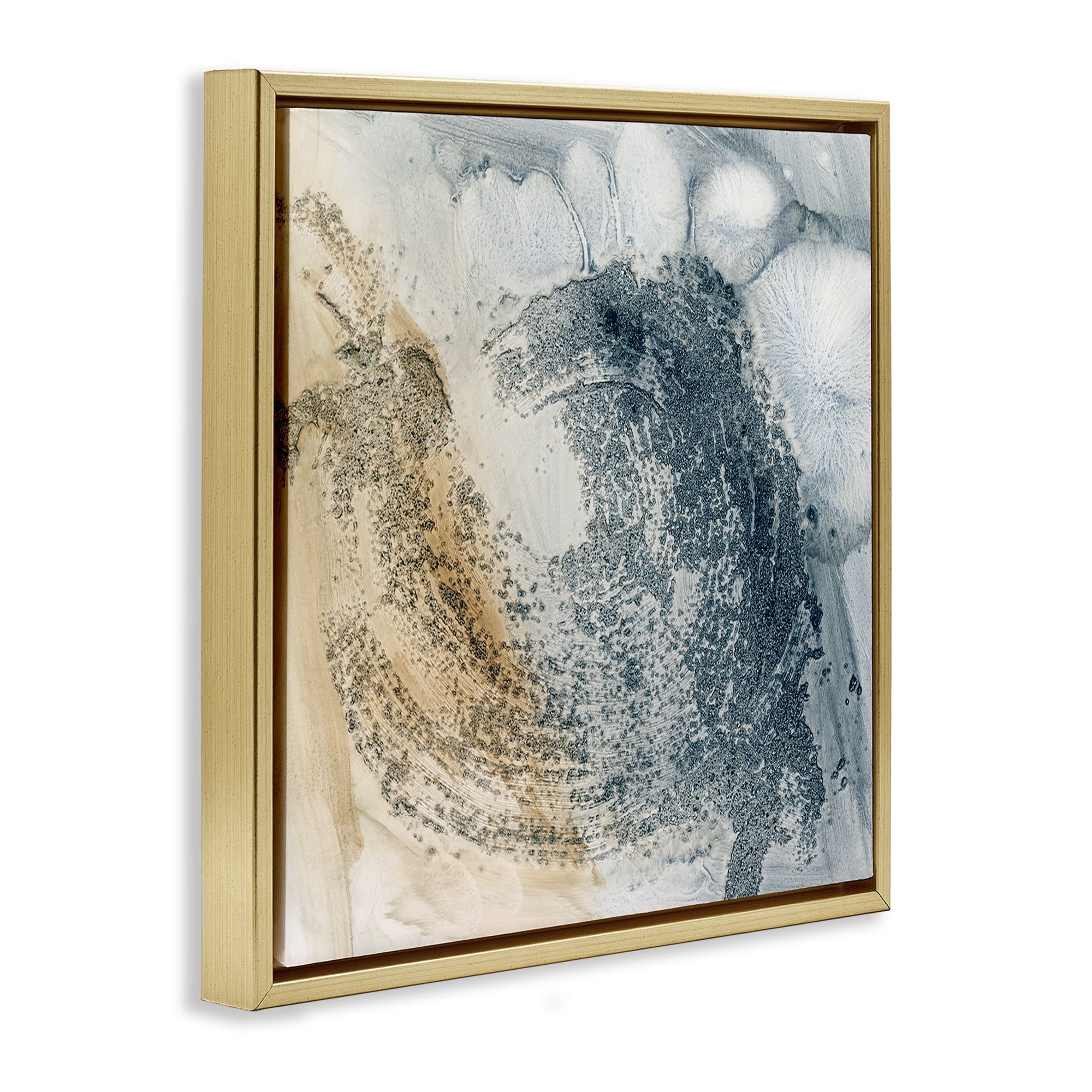 Stupell Industries Grey & Beige Paint Stroke Abstract Painting Gold Floater Framed Canvas Art Print Wall Art, 25 x 25