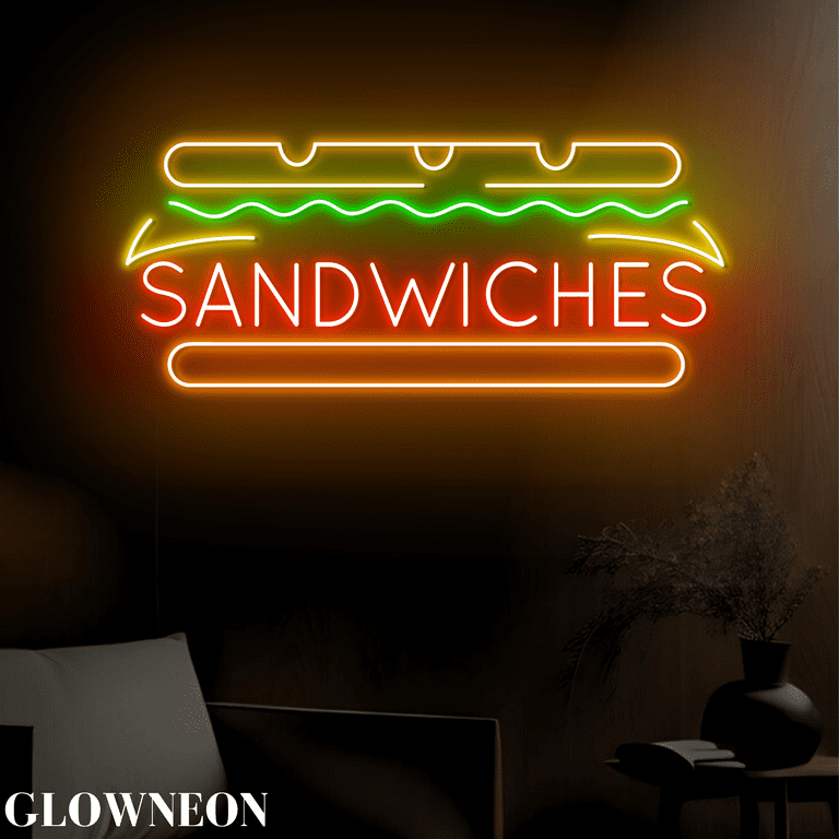 Glowneon Sandwiches Neon Sign, Sandwich Shop Led Sign, Fast Food